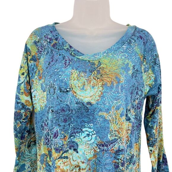 Tianello Womens Livia Blouse Tunic Size Small Paisley Burnout Cotton Blend Top - Picture 4 of 11